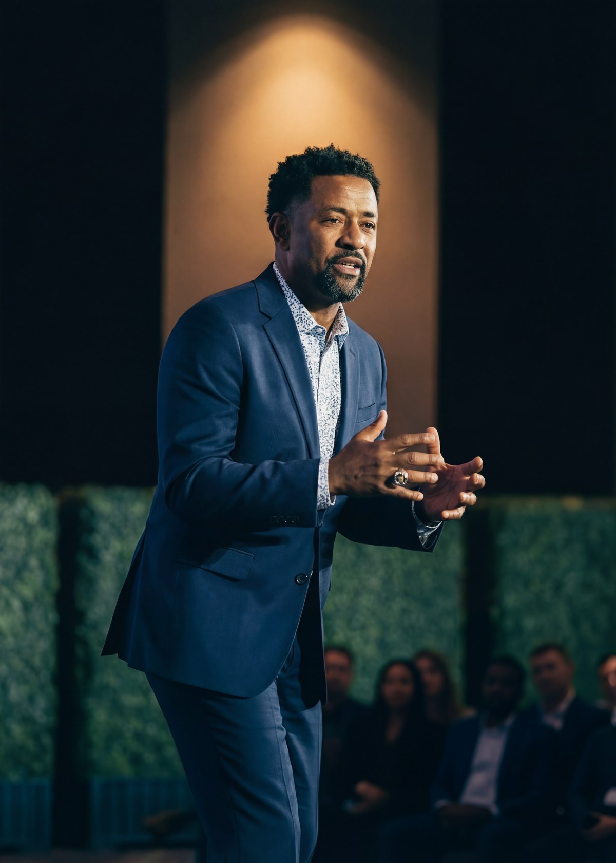 Joe Sargent speaking on stage